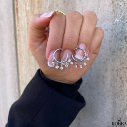 "Tallulah" slv runde reringe med hvide sten