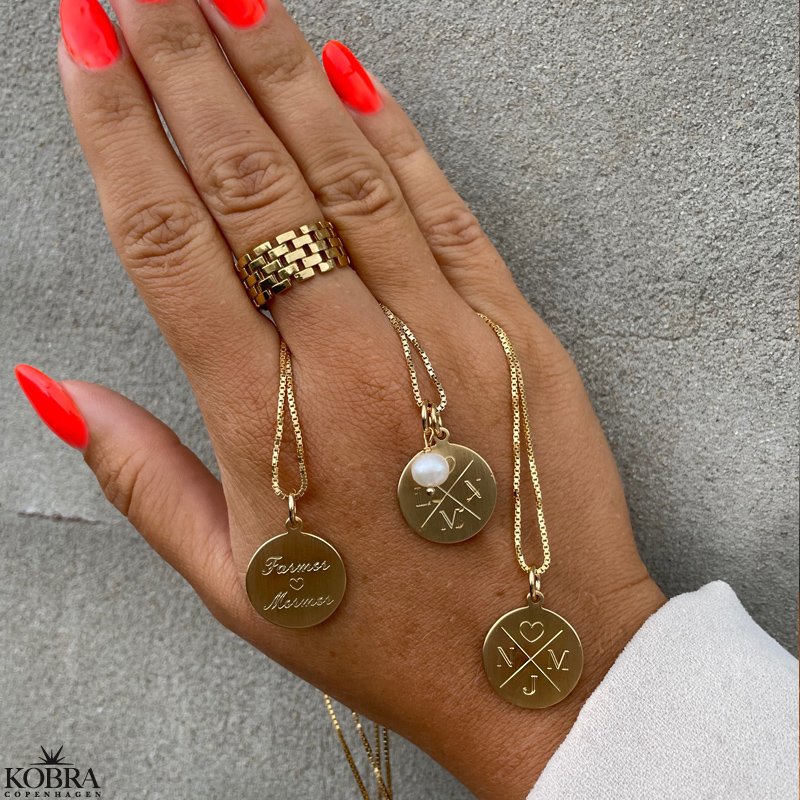 ID tag in 18 carat gold plated with "cross" and your personal engraving