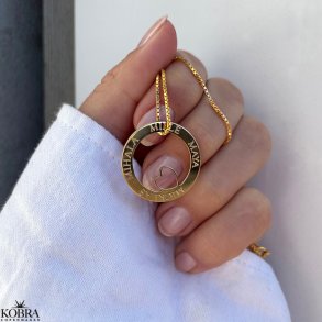 Love Wheel i guld med hjerte, inklusiv personlig gravering