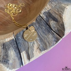 Round "Rocket" cross engraving necklace with stones in gold