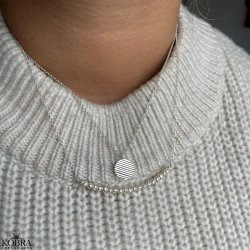 "String" slv perle halskde med gte hvide ferskvandsperler