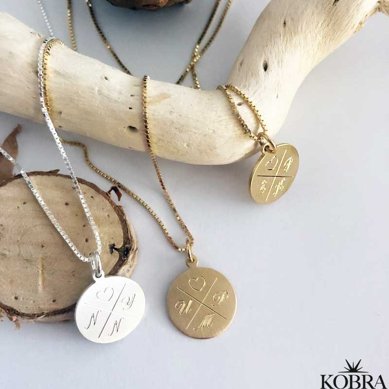 ID tag in 18 carat gold plated with "cross" and your personal engraving