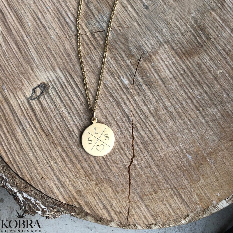 ID tag in 18 carat gold plated with "cross" and your personal engraving