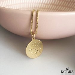 ID tag in 18 carat gold plated with "cross" and your personal engraving