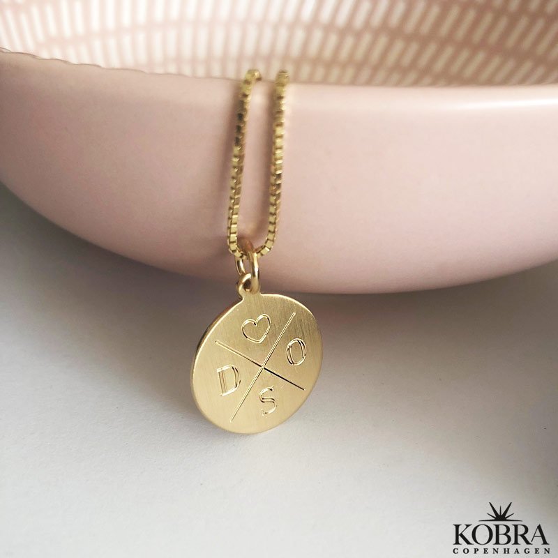 ID tag in 18 carat gold plated with "cross" and your personal engraving