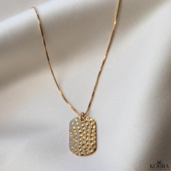 "Rylie" guld halskde med hammerslet dogtag og din gravering