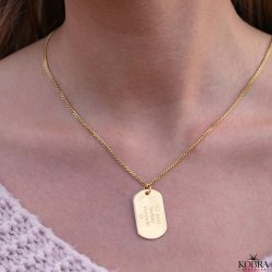 "Rylie" guld halskde med hammerslet dogtag og din gravering
