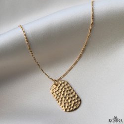 "Rylie" guld halskde med hammerslet dogtag og din gravering