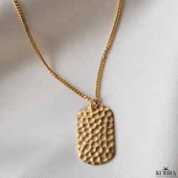 "Rylie" guld halskde med hammerslet dogtag og din gravering