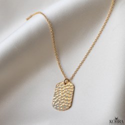 "Rylie" guld halskde med hammerslet dogtag og din gravering