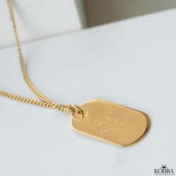 "Rylie" golden necklace for men with hammered dogtag  and your engraving