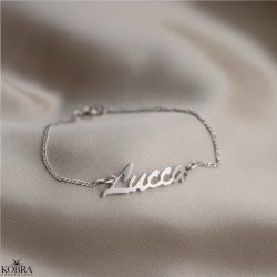 "Saga" hndlavet slv armbnd med dit navn