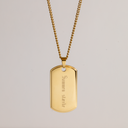 "Salem" dogtag i 18k gullbelagt st�l med gravering