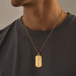 "Salem" dog tag in 18K gold-plated stainless steel with engraving