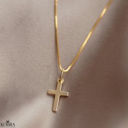 "Sankta" simple cross necklace in gold