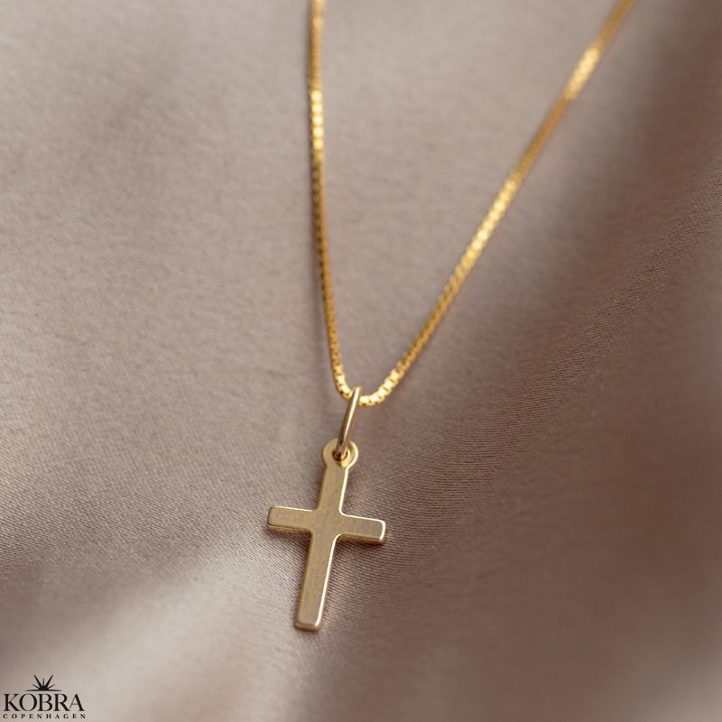 "Sankta" simple cross necklace in gold