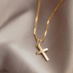 "Sankta" simple cross necklace in gold