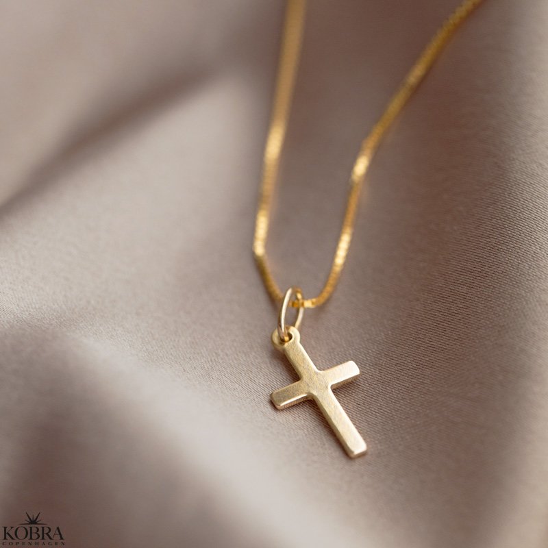 "Sankta" simple cross necklace in gold