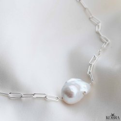 "Sarasota" slv halskde med stor ferskvandsperle