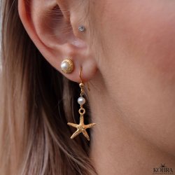 "Luna Mae" 18 karat forgyldte reringe / restikker med gte ferskvandsperler