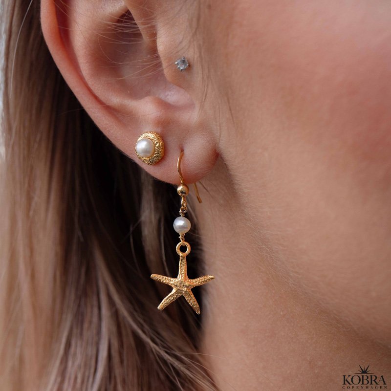 "Luna Mae" 18 karat forgyldte reringe / restikker med gte ferskvandsperler