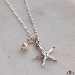 "Sea of Love" slv halskde med sstjerne og perle