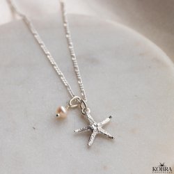 "Sea of Love" slv halskde med sstjerne og perle