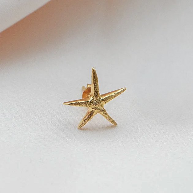 "Sea Star" 1 stk. guld �rering med s�stjerner