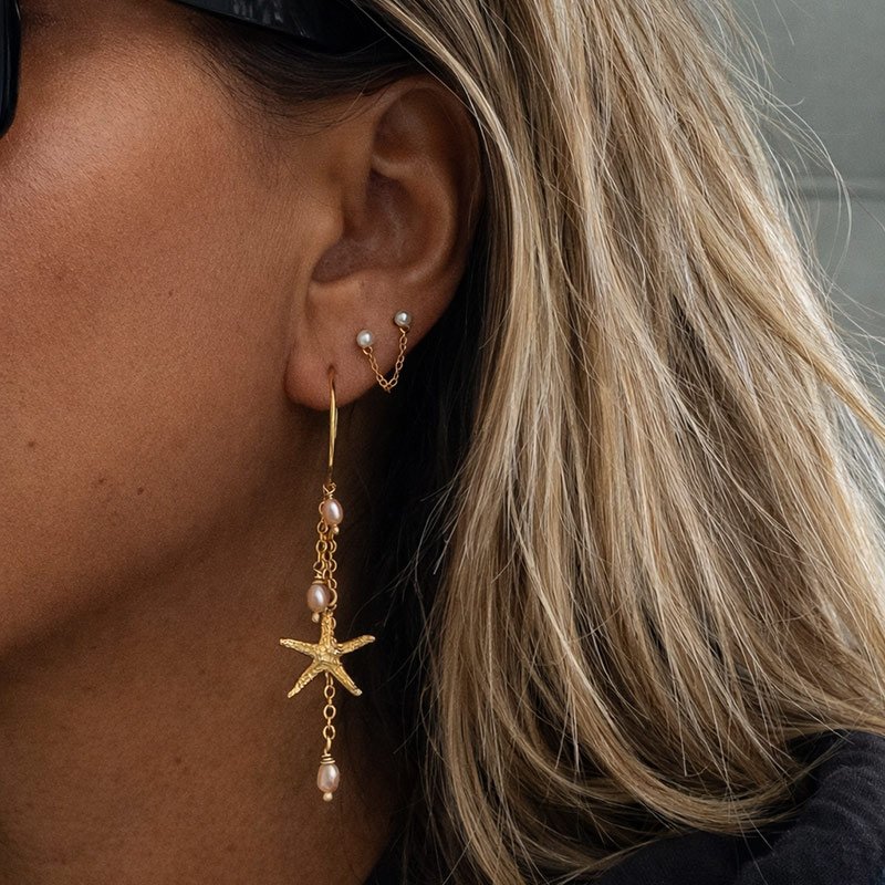 "Margrethe" gull�reringer med perler for 2 hull