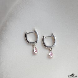 "Serina" slv reringe / hoops med lyserde drbe zirkonia