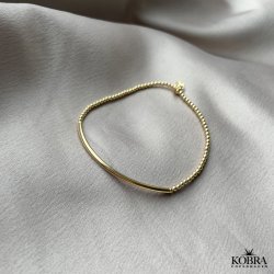 "Carly" Armbnd med tynd plade og sm guldkugler