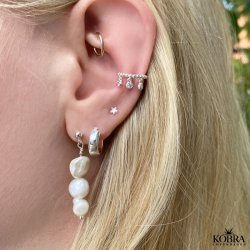 "Ellis" slv earcuff med hvide sten
