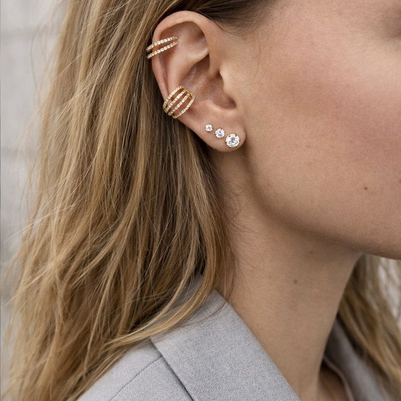"Shine" earcuff i 18k forgyldt sterling s�lv med zirkonia
