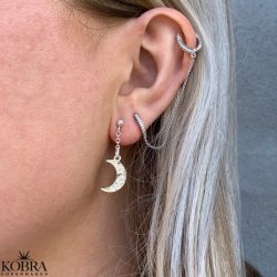 "Sienna" silver earrings with different colored stones for 2 holes in the ears