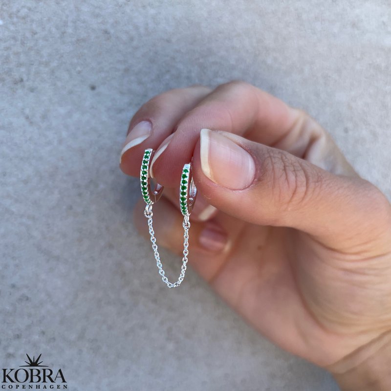 "Sienna" silver earrings with different colored stones for 2 holes in the ears