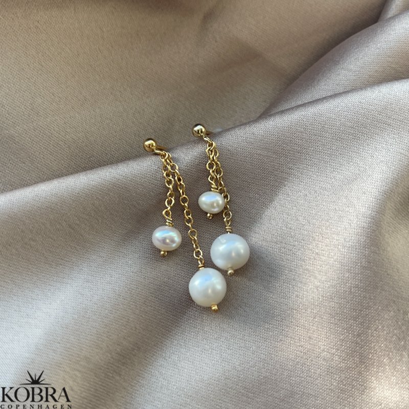 "Sierra" guld reringe med gte ferskvandsperler