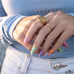 "Liva" enkel guld ring med lille hjerte