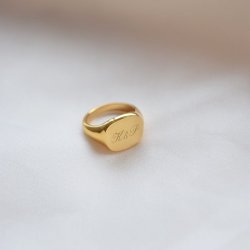 "Stockholm" Gold Signet Ring � Personal Engraving | 18K PVD