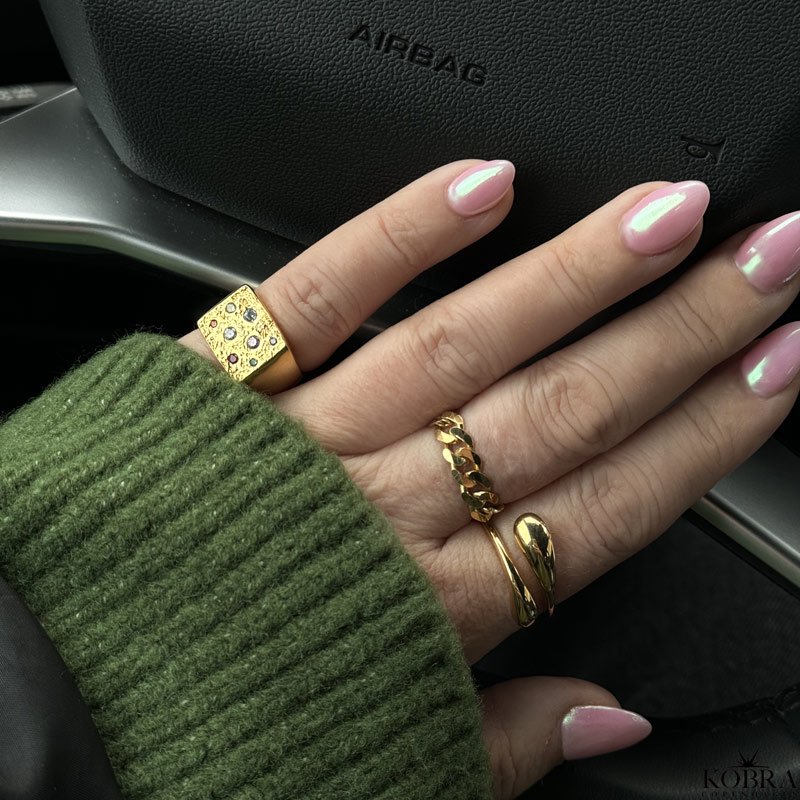 "Clinton" 18 karat forgyldt panzerkde ring