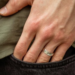  "Gamma" simple semi-wide silver ring for men