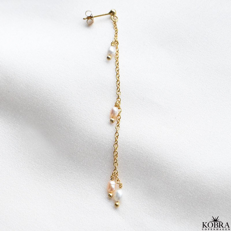 "Wilma" gold earring with pearls 1 pc.