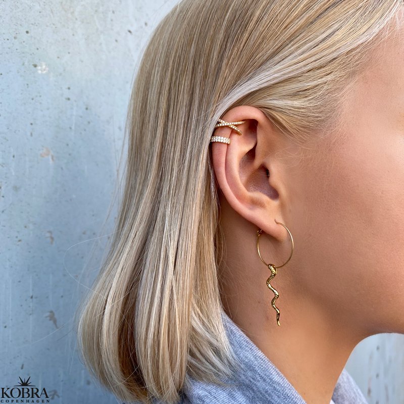 "Echo" earcuff med sten i 18 karat forgyldt
