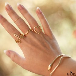 "Veronica" smuk guld ring med guldkugler og hvide sten