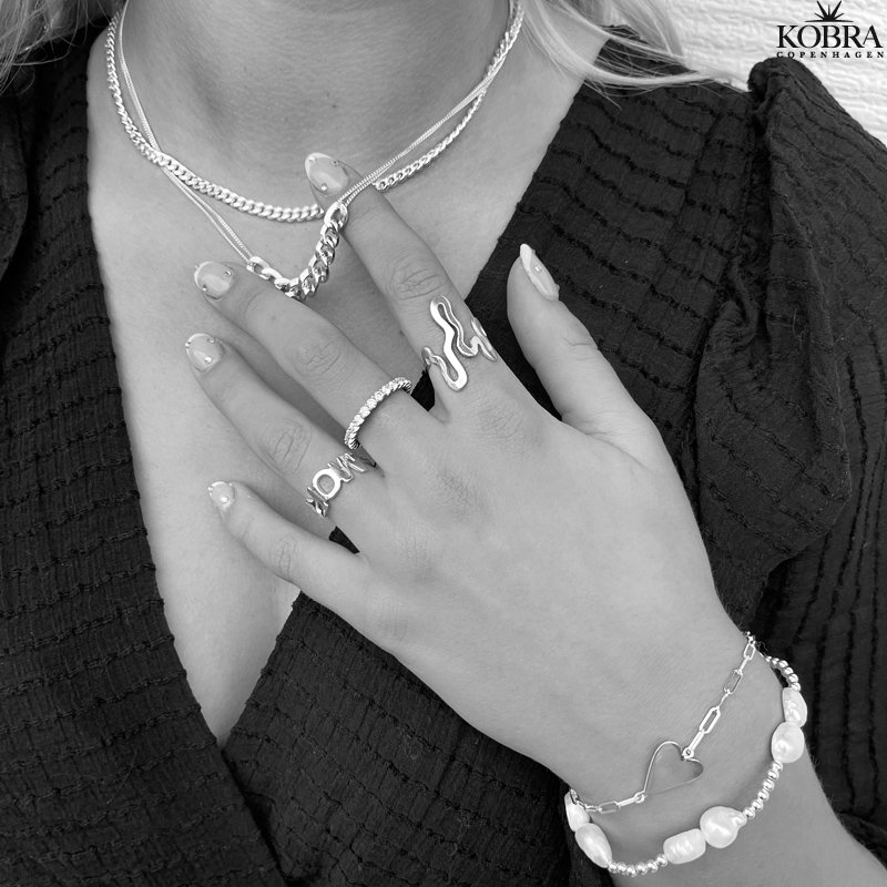 "Mathilde" slv armbnd med hjerte og din indgravering