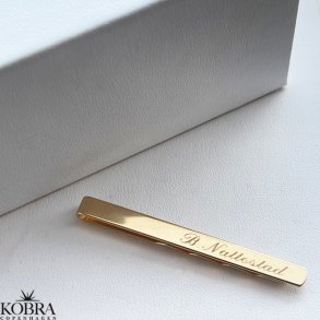 18 carat gold plated tie pin with personal engraving