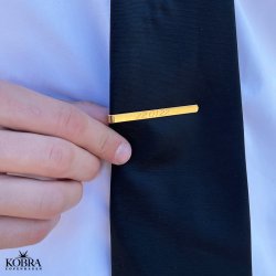 18 carat gold plated tie pin with personal engraving