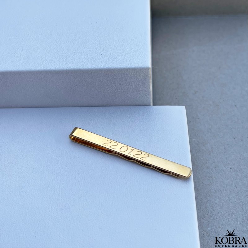 18 carat gold plated tie pin with personal engraving