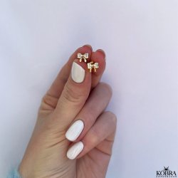 "Elsa" gold earrings with small bows and white stones