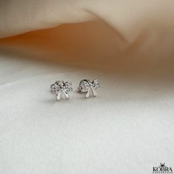 "Elsa" silver earrings with small bows and white stones