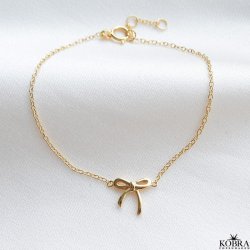 "Leila" 18 carat gold plated bracelet with bow